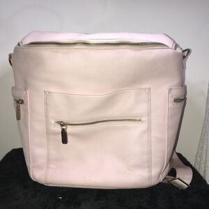 Diaper Bag Backpack Miss Fong Pink Large Leather 16 Pockets Changing Pad